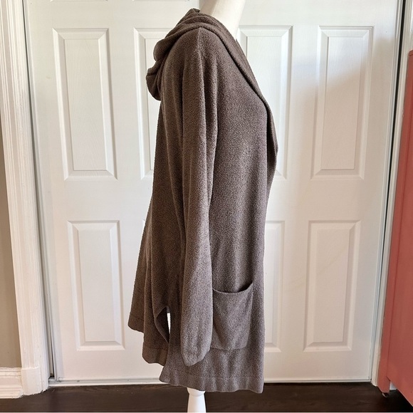Barefoot Dreams CozyChic Gray Tunic Length Hooded Cardigan - Picture 3 of 7